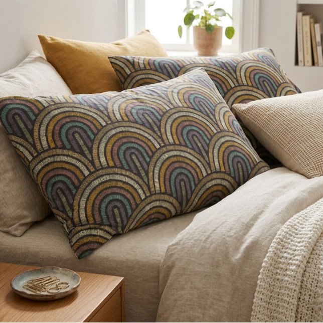 Retro Boho Arc Art Deco Pillow Case (Creator Uploaded)