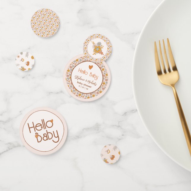 Retro Boho Baby Shower Hello Baby Party Decor Confetti (Group)