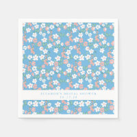 Retro Boho Blue Ditsy Floral Custom Bridal Shower 