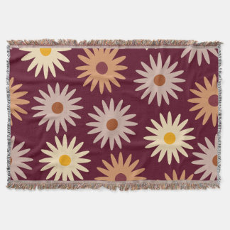 Retro Boho Burgundy Fringed Throw Blanket