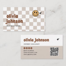 Retro Boho Chequered Business Card