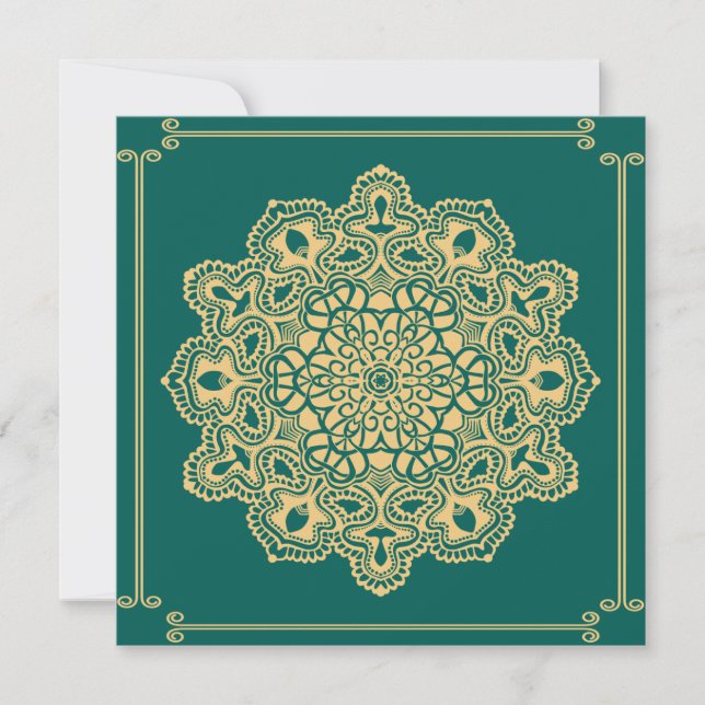 Retro Boho Chic Bohemian Hippie Rosette Mandala Invitation (Front)
