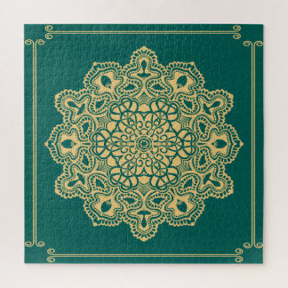 Retro Boho Chic Bohemian Hippie Rosette Mandala Jigsaw Puzzle