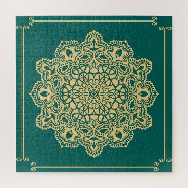 Retro Boho Chic Bohemian Hippie Rosette Mandala Jigsaw Puzzle (Vertical)