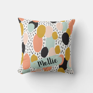 Retro Boho Chic MidCentury Abstract Art Name Cushion
