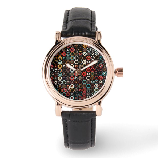 Retro Boho Chic Multicolor Circle Watch (Front)