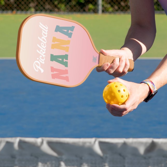 Retro Boho Colours Nana Personalised Pickleball Paddle (Insitu)