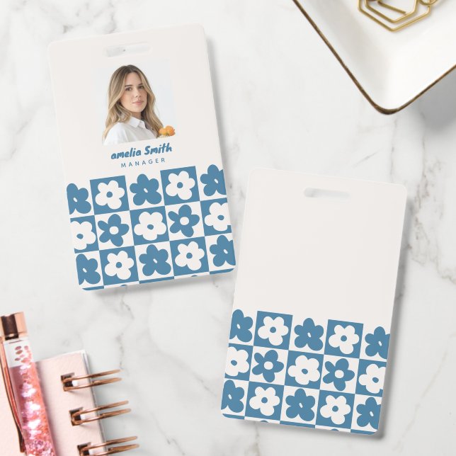 retro boho cute rustic  ID badge (Office)