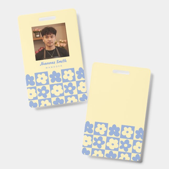 retro boho cute rustic  ID badge (Front & Back)