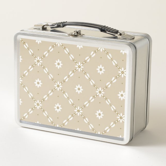 Retro Boho Daisy Metal Lunch Box (Front)