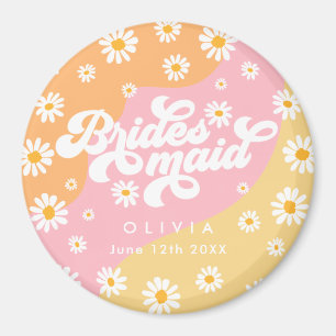 Retro Boho Daisy Personalised Bridesmaid Gift Magnet