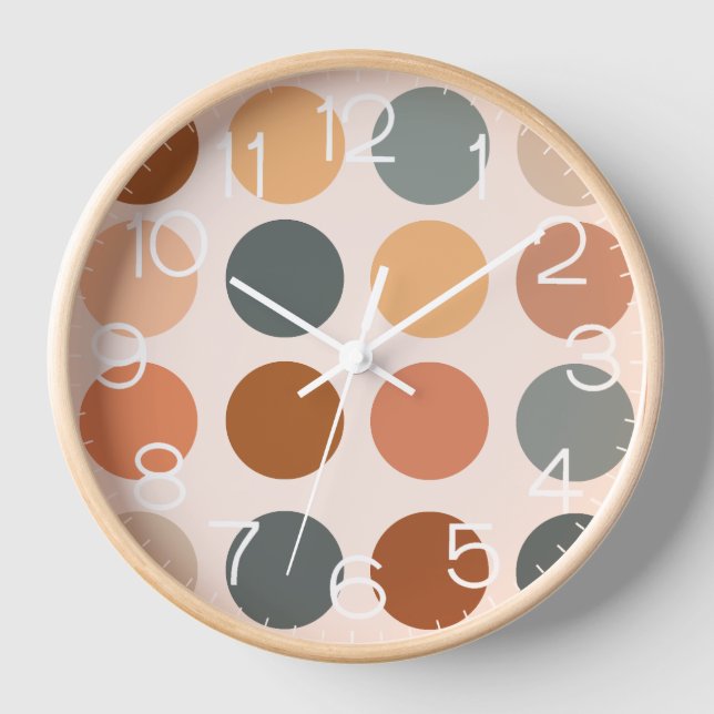Retro Boho Dots Neutral Clock (Front)