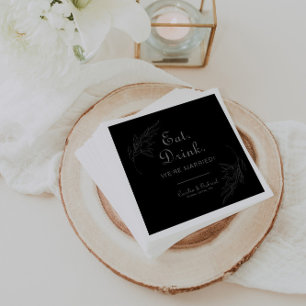 Retro Boho Eat Drink We're Married Wedding   Napkin