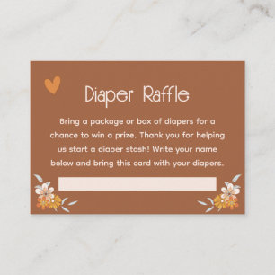 Retro Boho Floral Baby Shower Diaper Raffle Card