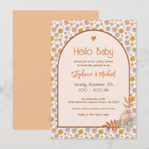 Retro Boho Floral Baby Shower Invitation