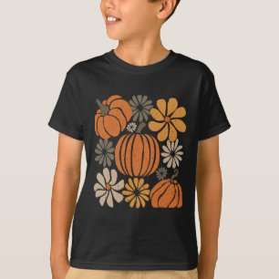 Retro Boho Floral Cute Pumpkin Autumn Thanksgiving T-Shirt
