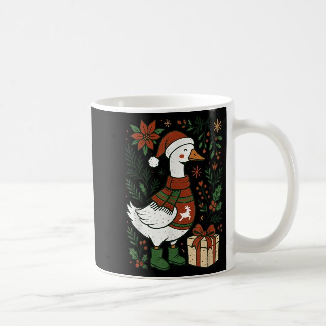 Retro Boho Floral Funny Xmas Silly Goose Lover Chr Coffee Mug (Right)