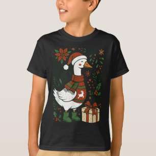 Retro Boho Floral Funny Xmas Silly Goose Lover Chr T-Shirt