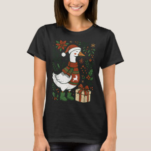 Retro Boho Floral Funny Xmas Silly Goose Lover Chr T-Shirt