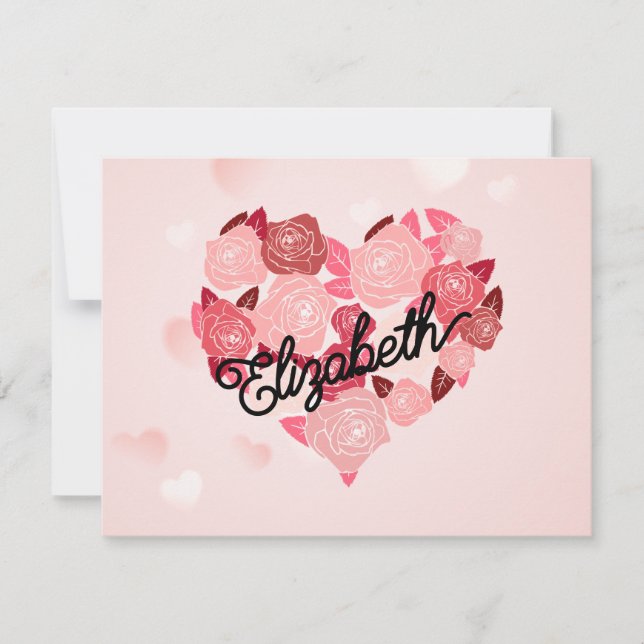 Retro Boho Floral I Heart Name calligraphy text  Holiday Card (Front)