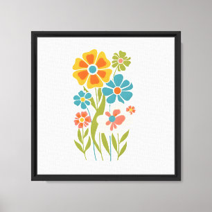 Retro Boho Floral Illustration Canvas Print