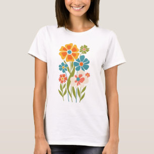 Retro Boho Floral Illustration  T-Shirt