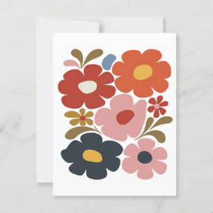 Retro Boho Floral Mid-Century Modern  Postcard