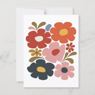 Retro Boho Floral Mid-Century Modern  Postcard