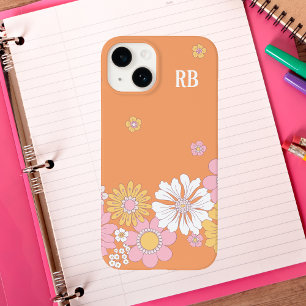Retro Boho Floral Monogrammed Case-Mate iPhone 14 Case