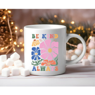 Retro Boho Floral Motivation Quote -Be Kind Always Coffee Mug