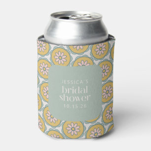Retro Boho Floral Pastel Custom Bridal Shower Can Cooler