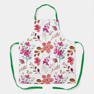 Retro Boho Floral Pattern Kitchen Apron