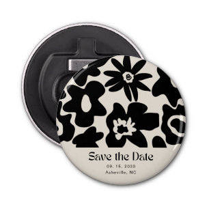 Retro Boho Floral Wedding Save the Date Bottle Opener