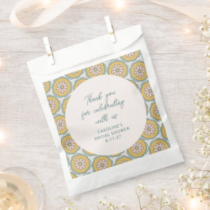 Retro Boho Floral Yellow Custom Shower Thank You Favour Bags