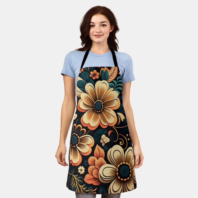 Retro boho flower power apron (Worn)