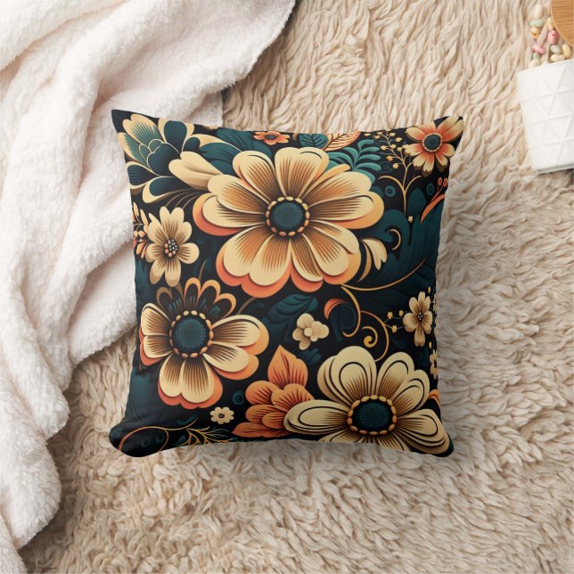 Retro boho flower power  cushion (Blanket)