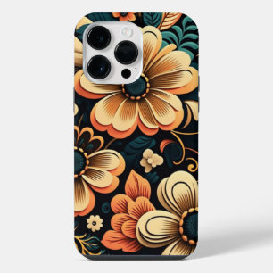 Retro boho flower power iPhone 14 pro max case