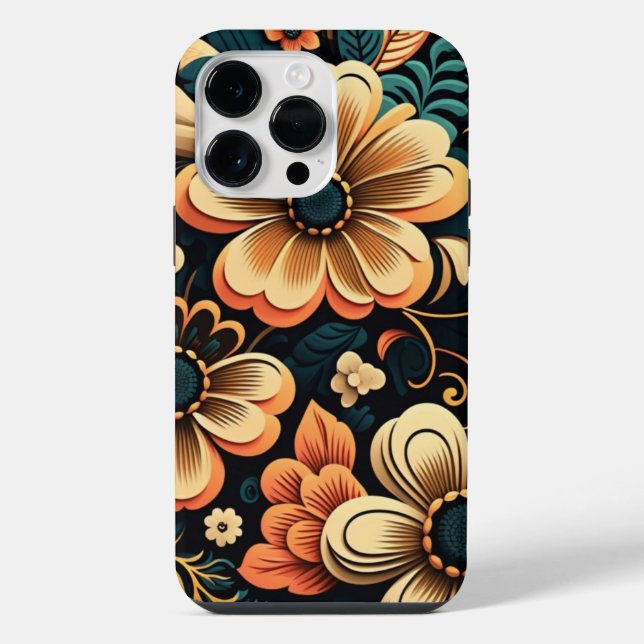 Retro boho flower power iPhone case (Back)