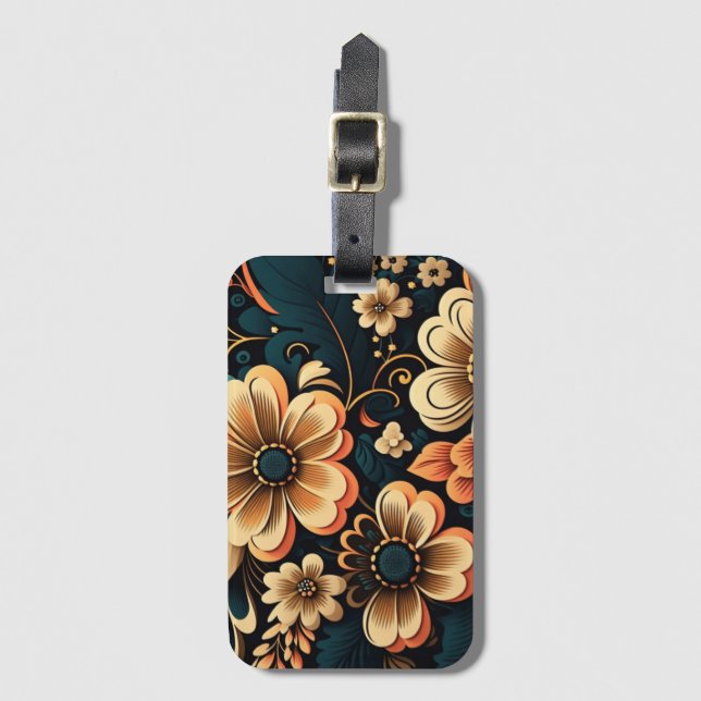 Retro boho flower power  luggage tag (Front Vertical)