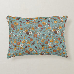 Retro Boho Flowers Pattern  Decorative Cushion