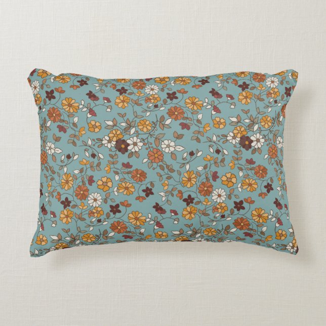 Retro Boho Flowers Pattern  Decorative Cushion (Front)