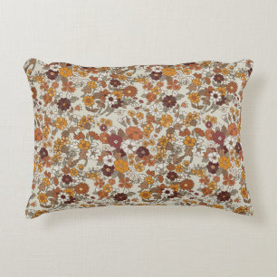 Retro Boho Flowers Pattern  Decorative Cushion