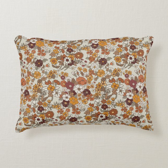 Retro Boho Flowers Pattern  Decorative Cushion (Front)