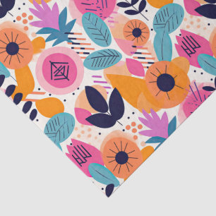 Retro Boho Folk Art Style Whimsical Floral Gift Tissue Paper