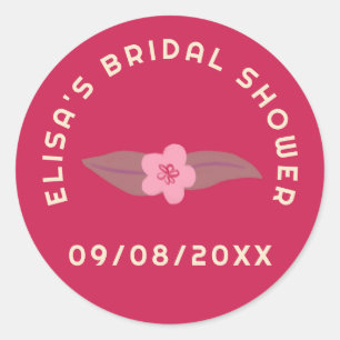 Retro Boho Fun Floral CUSTOM Bridal Shower Classic Round Sticker