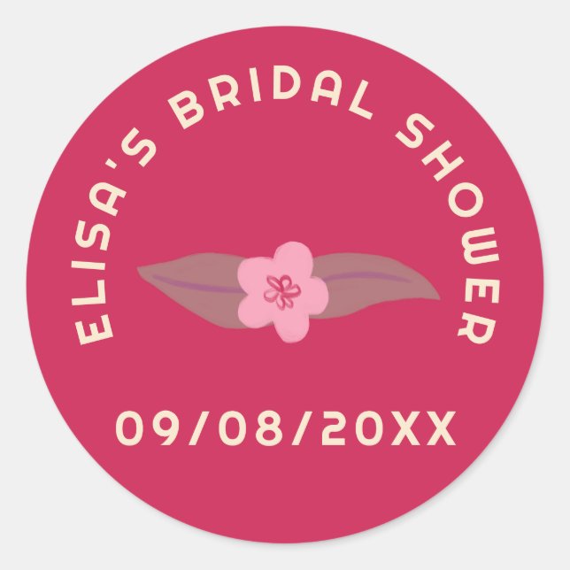 Retro Boho Fun Floral CUSTOM Bridal Shower  Classic Round Sticker (Front)