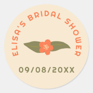 Retro Boho Fun Floral CUSTOM Bridal Shower Classic Round Sticker