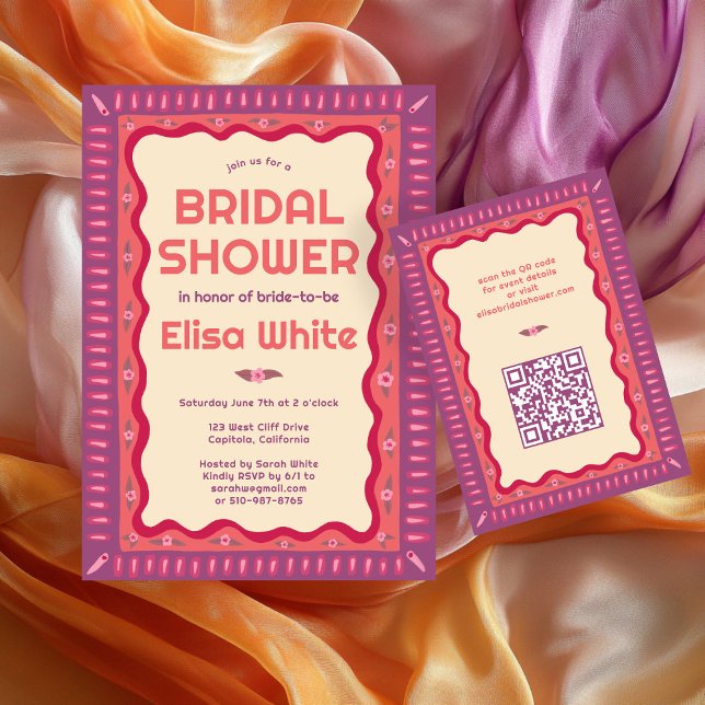 Retro Boho Fun Handmade CUSTOM Bridal Shower  Enclosure Card (Retro Boho Fun Handmade CUSTOM Bridal Shower Enclosure Card
)