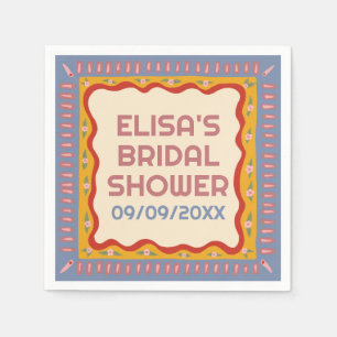 Retro Boho Fun Handmade CUSTOM Bridal Shower  Napkin