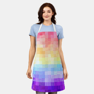 Retro Boho Funky Quirky Xenogender Plaid Pride Apron